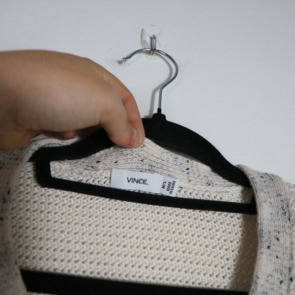 Vince Speckle Stitch Popover Sweater Top Womens Medium Large Tunic Striped Knit - Picture 3 of 8